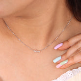 Silver Three Round Shape Crystal Pendant With Chain